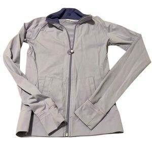Tuff athletics szXS lavender zip front high neck lightweight jacket thumb holes